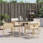 vidaXL Chaises de jardin avec coussins lot de 4 beige résine tressée