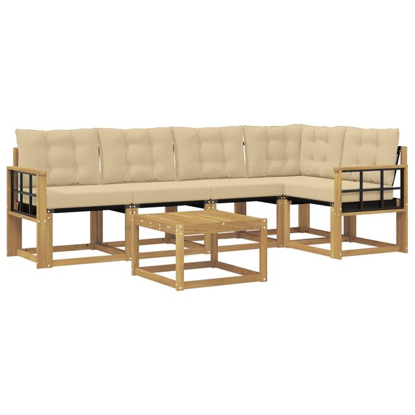 vidaXL Ensemble de canapés d'extérieur 6 Pièces Blanc et Beige
