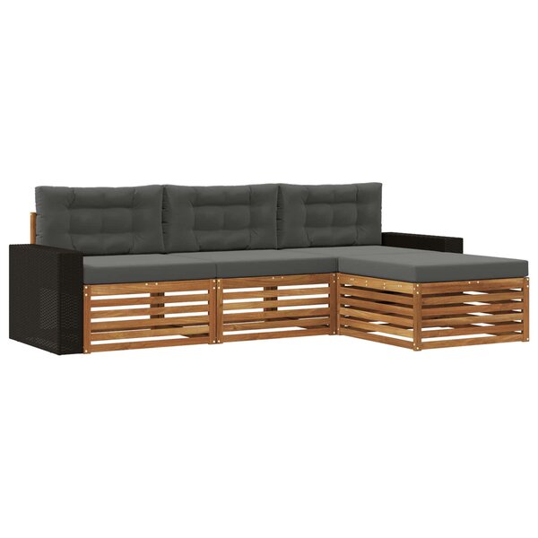 vidaXL Ensemble de canapés d'extérieur 4 pc Naturel et Anthracite