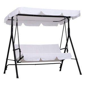 Balancelle de jardin 3 places toit inclinaison réglable coussins assise et dossier 1 72L x 1 1l x 1 52H m acier noir polyester blanc