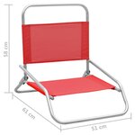 vidaXL Chaises de plage pliables lot de 2 Rouge Tissu