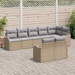 vidaXL Ensemble de canapé de jardin 8 Pièces Beige polyrotin