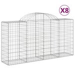 vidaXL Paniers à gabions arqués 8 Pièces 200x50x100/120 cm fer galvanisé