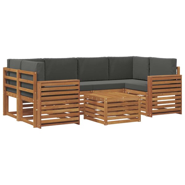 vidaXL Ensemble de canapés d'extérieur 7 Pièces Naturel et Anthracite