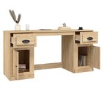 Bureau table poste de travail meuble d'ordinateur informatique étude avec armoire chêne sonoma bois d'ingénierie brun 02_0023387