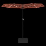 vidaXL Parasol de jardin à double tête avec LED terre cuite 316x145 cm