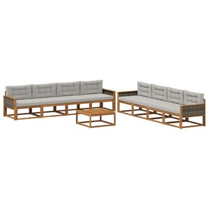 vidaXL Ensemble de canapés d'extérieur 9 Pièces Naturel et Gris clair