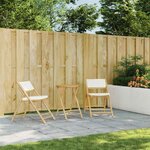 vidaXL Ensemble de bistro pliante 3 Pièces et coussins blanc crème bambou