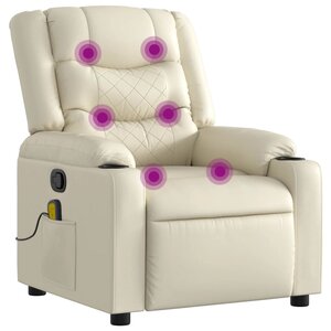 vidaXL Fauteuil inclinable de massage Crème Similicuir