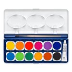 Boîte palette de peinture Noris Club 12 couleurs un pinceau et unze gouche blanc STAEDTLER