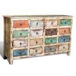 Vidaxl armoire avec 16 tiroirs bois massif de récupération multicolore