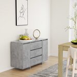 vidaXL Buffet avec 3 tiroirs Gris béton 120x41x75 cm Bois d'ingénierie