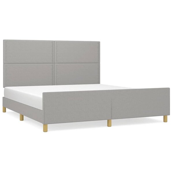 vidaXL Cadre de lit avec tête de lit Gris clair 180x200 cm