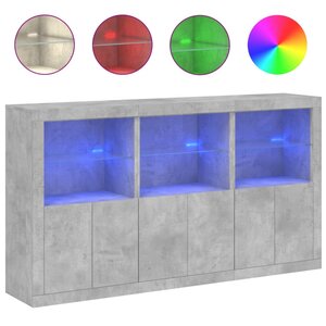 vidaXL Buffet avec lumières LED gris béton 181 5x37x100 cm