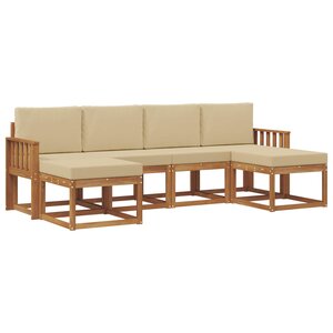 vidaXL Ensemble de canapés d'extérieur 6 pc Naturel et Beige