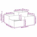 vidaXL Cache-pot de jardin Argent 100 x 100 x 48 cm Acier inoxydable