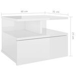 vidaXL Tables de chevet flottantes 2Pièces Blanc brillant Bois ingénierie