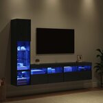 vidaXL Unité murale de TV avec LED 4 Pièces Chêne noir Bois d'ingénierie