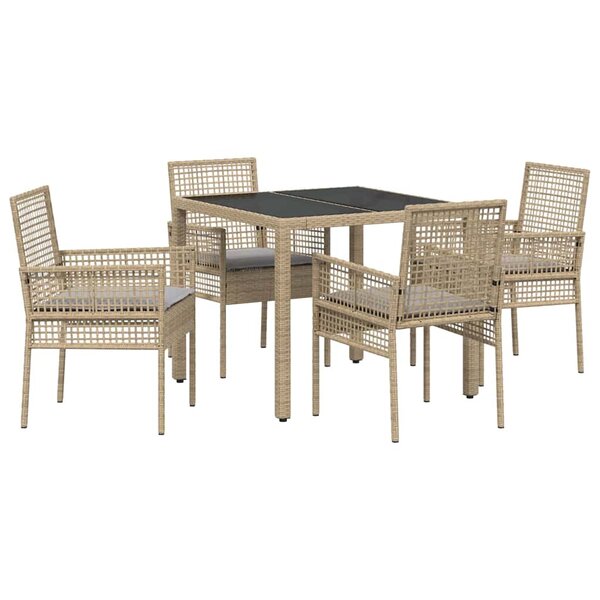vidaXL Ensemble de salle à manger pour jardin 5 Pièces Beige polyrotin