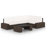 vidaXL Salon de jardin 5 Pièces avec coussins Marron Résine tressée