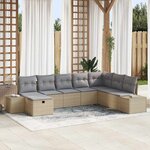 vidaXL Ensemble de canapé de jardin 8 Pièces Beige 55 x 62 x 69 cm