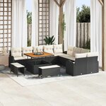 vidaXL Ensemble de canapé de jardin 13 Pièces Noir Poly rotin