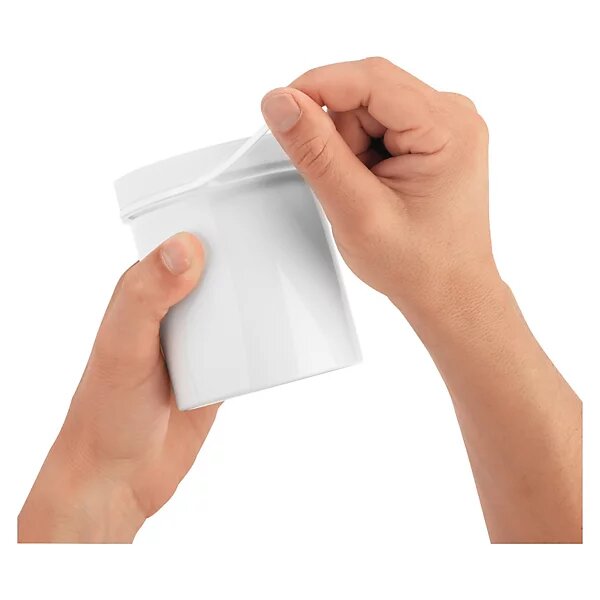 Pot rond blanc opaque à couvercle vissant inviolable 100 ml (lot de 100)