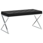 vidaXL Banc 97 cm Noir Velours et acier inoxydable