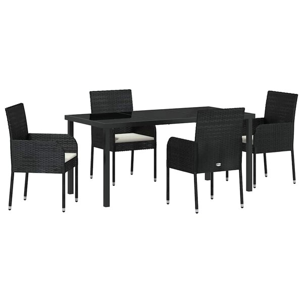 vidaXL Ensemble de salle à manger pour jardin 5 Pièces Noir Poly rotin
