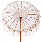 vidaXL Parasol balinais 260 Crème 180-190 cm Coton et bois massif