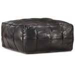vidaXL Pouf 60 x 60 x 30 cm Noir Cuir véritable de chèvre