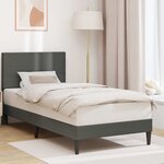 vidaXL Cadre de lit Gris foncé 90 x 200 cm Tissu en velours côtelé