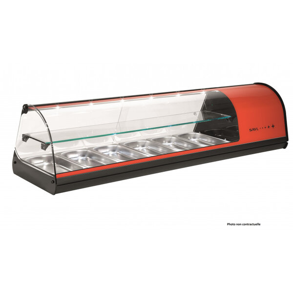 Vitrine à tapas deux etagères cuve plane -1085 à 1788 mm - sayl - rouge - 1788 mm