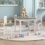 vidaXL Ensemble de table et chaises enfants 3 Pièces Blanc et gris MDF