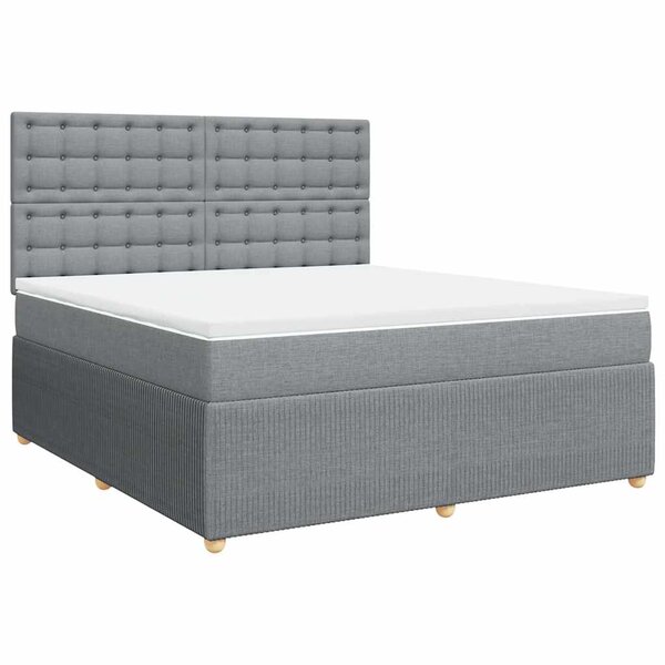 vidaXL Sommier à lattes de lit avec matelas Gris clair 180x200cm Tissu