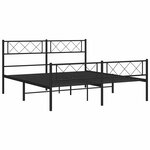 vidaXL Cadre de lit métal sans matelas avec pied de lit noir 150x200cm