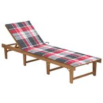 vidaXL Chaise longue pliable avec coussin Bois d'acacia solide