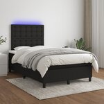 vidaXL Sommier à lattes de lit matelas et LED noir 120x190 cm tissu