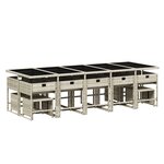 vidaXL Ensemble à manger de jardin et coussins 15 Pièces gris clair rotin