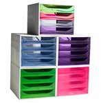 Module De Classement Ecobox Linicolor 4 Tiroirs - Framboise - Exacompta
