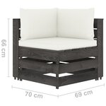 Vidaxl salon de jardin 9 pièces avec coussins bois imprégné de gris