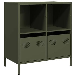 vidaXL Buffet vert olive 68x39x73 5 cm acier laminé à froid