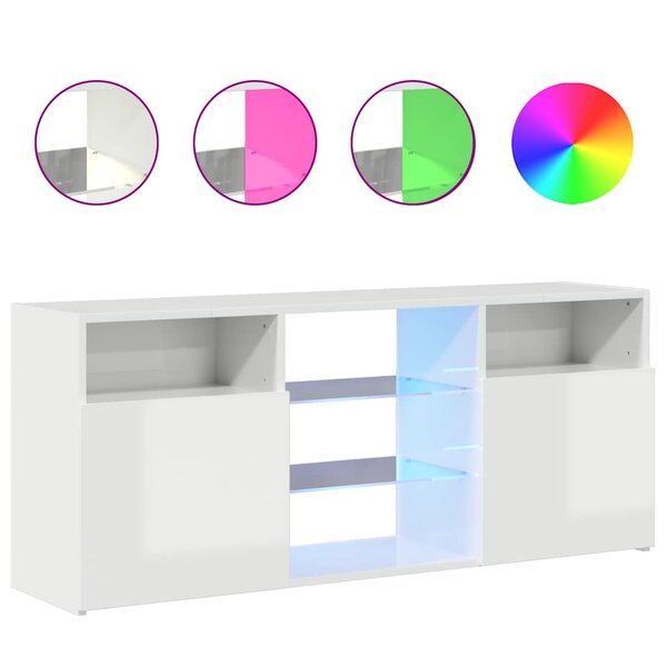 vidaXL Meuble TV avec lumières LED blanc brillant 120x30x50 cm