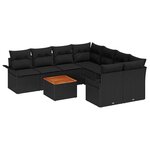 vidaXL Ensemble de canapé de jardin 9 Pièces Noir Poly rotin