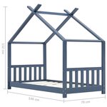 vidaXL Cadre de lit d'enfant Gris Bois de pin massif 70x140 cm