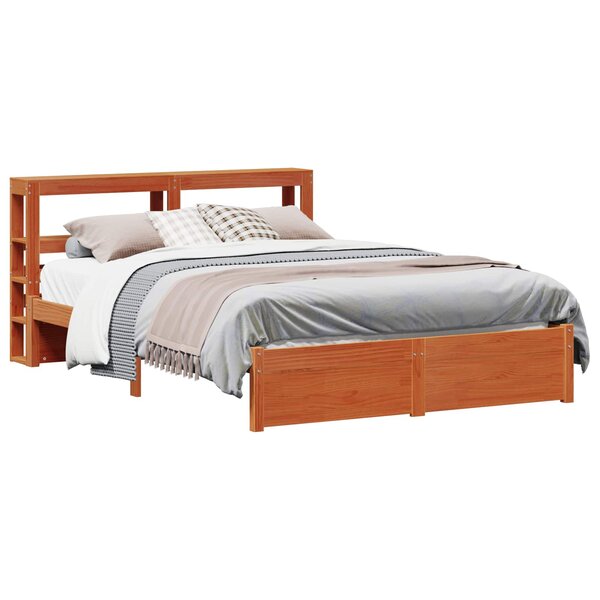 vidaXL Cadre de lit Cire marron 150 x 200 cm Bois de Pin Massif