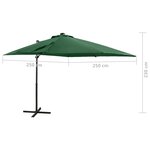 vidaXL Parasol déporté avec mât et lumières LED Vert 250 cm