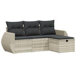 vidaXL Salon de jardin 4 Pièces avec coussins gris clair résine tressée