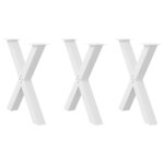 vidaXL Pieds de table à manger en forme de X  3 pièces  blanc  80 x (72-73) cm  acier