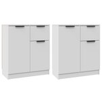 vidaXL Buffets 2 Pièces blanc 60x30x70 cm Bois d'ingénierie